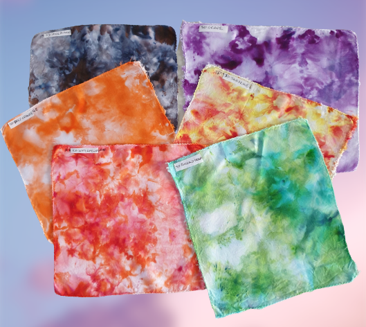 Example of ice dyed fabric swatches